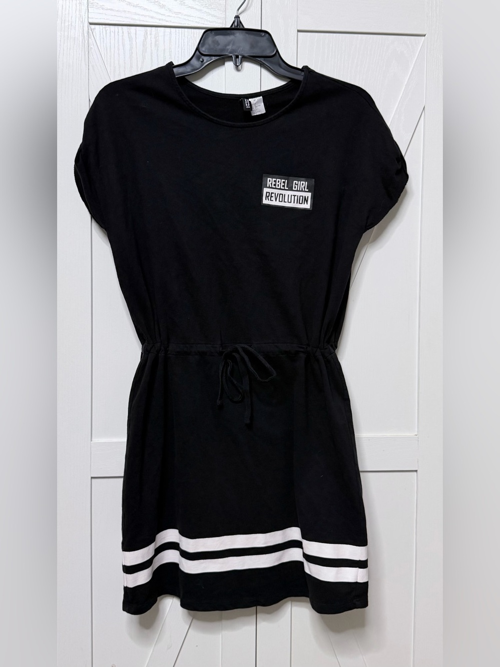 Rebel Girl Revolution Black Drawstring Waist T-Shirt Dress